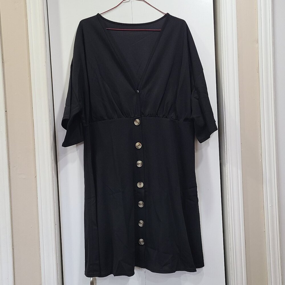 🥵 NWOT Mini Dress, Black button up dress